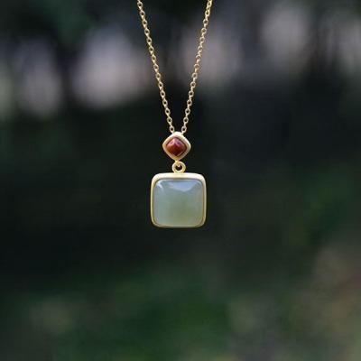 【CW】 Hetian Pendant Sterling Necklace Clavicle Chain Jewelry