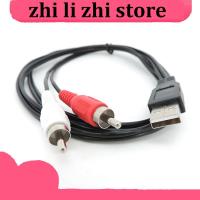 zhilizhi Store USB A 2.0 Male To 2 Rca Male AV plug connector adapter Cable Lead PC TV AUX Audio Video Adapter 1.5M