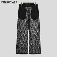 INCERUN 2021 New Mens Stylish Sleep Bottoms Comfortable Homewear Sexy Leisure Lace All-match Drawstring Loose Trousers S-5XL