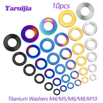 Yaruijia Pencuci Titanium M4/M5/M6/M8/M10 DIN912 Gasket Pengatur Jarak Datar untuk Bersepeda Sepeda Motor Mobil 10 Buah