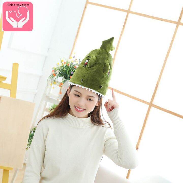 hot-selling-conical-dinosaur-headgear-hat-plush-toy-doll-cartoon-cute-hat-clothing-accessories-pp-cotton