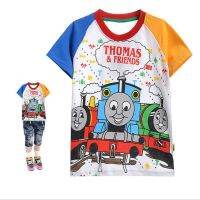 Cartoon Thomas Train เด็กทารกเด็กชายหญิงฤดูร้อนเสื้อยืด Tops เครื่องแต่งกายเสื้อ Tee