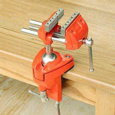 Portable 360° Table Swivel Vise Woodworking Universal Mini Clamp-on Table Bench Vise Rotating Drill Stand Hobby Use DIY