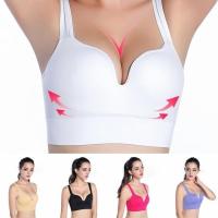 hang qiao shop Womens Sport Seamless Racerback Sports Bra Stretch Workout Yoga Fitness Tank Top Sexy Instant Strapless Breast Lift Invisible Silicone Push Up Bra