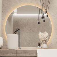 [COD] Shaped semi-bathroom washstand round makeup mirror smart bathroom wall-mounted with light