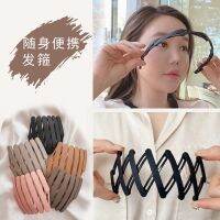 [COD] Retractable hair hoop new portable folding outer departure belt tied card female summer invisible cave with teeth non-slip head