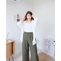 CurveG Wide Leg Pants Seaweed กางเกงขายาว สีเขียวขี้ม้า