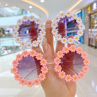 ¤△ Summer Children Cute Acrylic Flower Outdoor Sun Protection Sunglasses Baby Girls Classic Sunglasses Kids Boy UV400 Sunglasses
