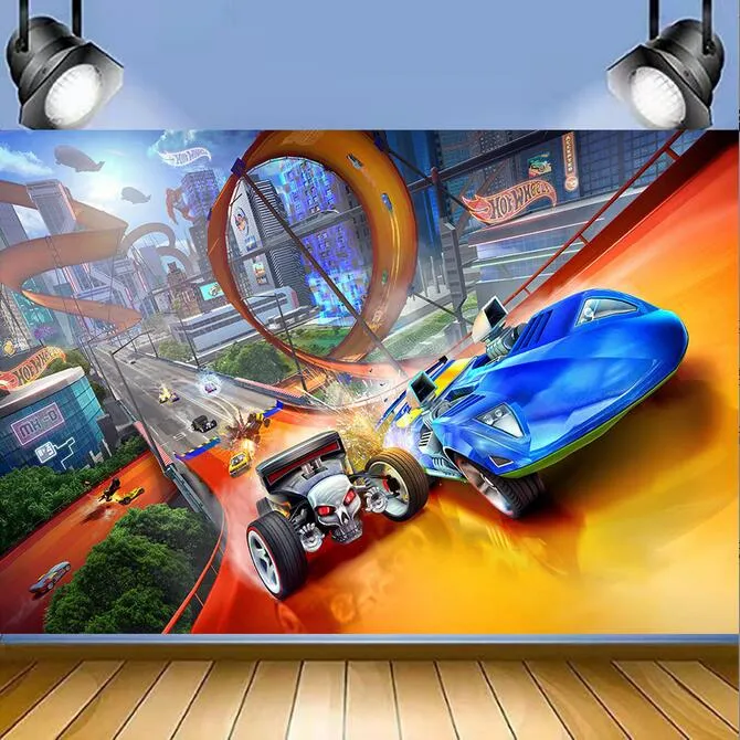 Wheels Wild Hot Racer Photogarphy Backdrops Birthday Party Video Game Background  Car Racing Kids Banner 150*100cm | Lazada PH