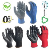 24 Pieces/12 Pairs Colorful Optional Nylon PU Finger Anti Static Electricity Mechanic Security Protective Work Gloves For Man