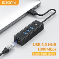 IDsonix ฮับ3.0ยูเอสบีอีเธอร์เน็ต1000Mbps พร้อม RJ45ตัวแยก USB ตัวขยายอะแดปเตอร์ข้อมูลหลายพอร์ตสำหรับคอมพิวเตอร์แล็ปท็อปอุปกรณ์เสริมสำหรับ PC ฟีโอน่า