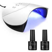 เครื่องเป่าเล็บพร้อมชุดเคลือบด้านบน/ฐานขนาด7มล. 6W/9W/36W Led/uv Lamp Curing 7Ml Nail ArtGel Nail Machine Manicure Tools