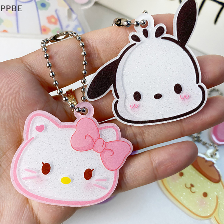 ppbe-sanrio-kawaii-melody-kuromi-pochacco-พวงกุญแจน่ารักอะนิเมะสาวหวานอะคริลิคในรถยนต์โทรศัพท์จี้กระเป๋าเครื่องประดับแหวน