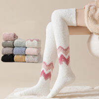 Soft Thicken Warm Coral Fleece ถุงน่องสำหรับหญิงสาวต้นขาสูงขายาวถุงเท้าอุ่นในร่ม Home ชั้น Sleeping Socks