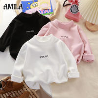 AMILA เสื้อยาวปิดถึงก้นซับในผ้ากำมะหยี่สำหรับเด็ก,เสื้อสำหรับใส่ในฤดูใบไม้ร่วงคอตั้งครึ่งคอสำหรับเด็กผู้หญิงและผู้ชายขนาดขนาดเล็กและขนาดกลาง