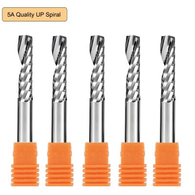 10Pcs / Lot 5A ขลุ่ยเดี่ยวคุณภาพสูงขึ้นเครื่องตัดมิลลิ่งเกลียว CNC Carbide Router Bit สําหรับอะคริลิค PVC MDF ไม้