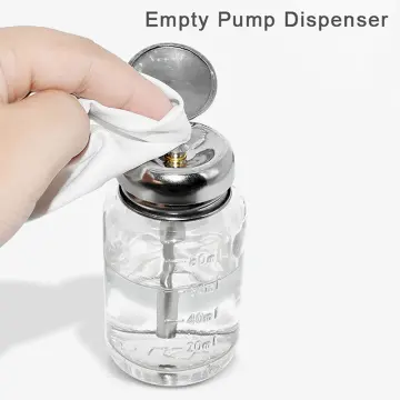Liquids Push Down Alcohol Dispenser - Clear - Empty Glass Pump Bottle - 150ml - 150ml 02