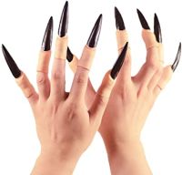 AC27.1 เล็บปลอมสีดำ เล็บยาวสีดำ เล็บผี เล็บพ่อมดแม่มด พร็อฟแฟนซี Black Claws Nail Halloween Costume