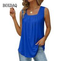 2023 New Hot Sale Summer Tank Beach Tops Women Blouses All-Match Casual Solid Sleeveless Loose Black Blue Female Vest Shirts