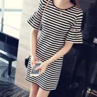 Summer Fashion Women Ruffles Pencil Dress O Neck Casual Above Knee Party Dress