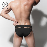 Noxx Swim Briefs รุ่น Logan: กางเกงว่ายน้ำชาย ทรงบรีฟแหวกด้านหลัง สีดำ