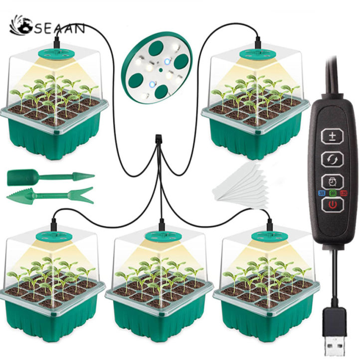 ไฟ-grow-ไฟ-led-เต็มสเปกตรัมพร้อมถาดใส่เทียนถาดเริ่มต้นโรงงานถาดปลูกพืชมีรูต่อถาดเซลล์12ช่อง