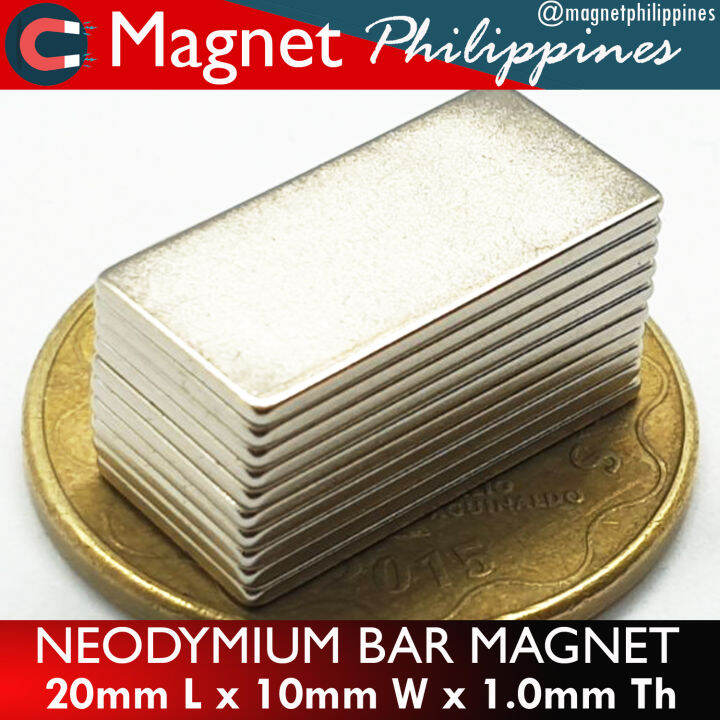 10 PIECES SET N52 Neodymium SMALL BAR 20mm L x 10mm W x 1mm Th