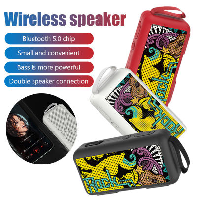 Creative Graffiti Painted Mini Wireless Bluetooth 5.0 Speaker Bass Portable HiFi Subwoofer Sound Box Support TF Card FM Radio