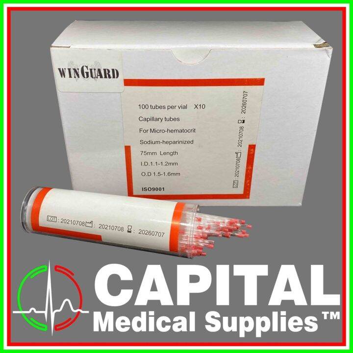 NRIS Capillary Tube Microhematocrit Sodium Heparinized 100 pcs/bottle