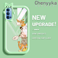 Chenyyka เคสสำหรับ OPPO Reno 4 5G Reno4 5G Reno 4 SE กระแสแฟชั่นแบรนด์โบว์สีสัตว์ปลอกนิ่มน่ารักเคสกรอบสีเคสกันกระแทกกล้อง