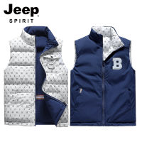 เสื้อกั๊กฤดูใบไม้ร่วงและฤดูหนาว JEEP SPIRIT แจ็กเก็ตเสื้อกั๊กกันหนาวหนาแจ็คเก็ตบุคอตตอนคอแนวตั้งแฟชั่นสำหรับทั้งหญิงและชาย