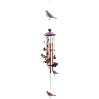 Bird Wind Chimes Waterproof Metal Wind Bells with 4 Aluminum Tubes 6 Bells Romantic Wind Chime for Home