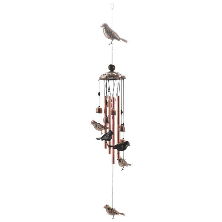 Bird Wind Chimes Waterproof Metal Wind Bells with 4 Aluminum Tubes 6