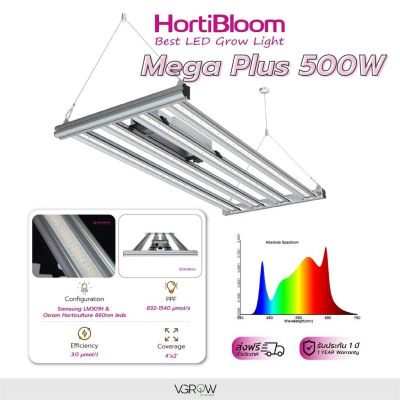 [ready stock][ส่งฟรี] ไฟปลูกต้นไม้ Hortibloom รุ่น MEGA PLUS 500W 4 บาร์  ไฟปลูก ฮอร์ติบูมมีบริการเก็บเงินปลายทาง