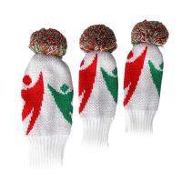 3X Knitted Golf Club Head Covers Pom Pom Golf Headcovers For Adults Golf Bag