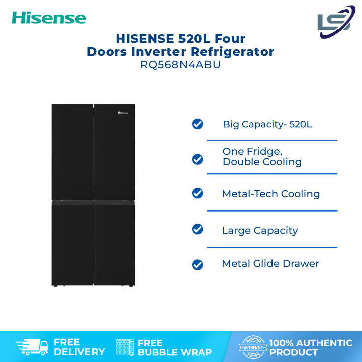 HISENSE 520L Four Doors Inverter Refrigerator RQ568N4ABU Double