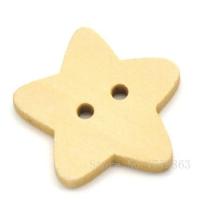 50 Pcs 23mm Large Star Buttons Natural Color 2 Holes Wooden Buttons  for Sewing  Scrapbooking  Embelishments  Crafts 7NK37 Haberdashery