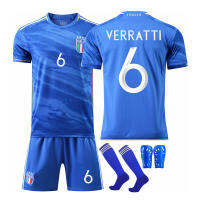 หมายเลข6 Marco Verratti No. 18 Nicolella Barella Italy กล่องใส่แหวนฟุตบอลเสื้อทีมฟุตบอลสำหรับเด็กหญิงเด็กชายและผู้ชายผู้หญิง2023-24ฟุตบอล Jersey No. 1 Gianluigi Donumma Jersey 0000