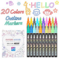 Double Line Outline Pens 81224 Color Self-Out Metallic Markers Gift Cards Drawing Writing Pens Shimmer Paint Pen For Kids