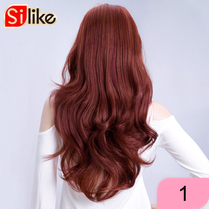 silike-24นิ้วสังเคราะห์34ครึ่งวิกผม-body-wave-คลิปต่อผม-ombre-ash-สีบลอนด์-curly-wigs-สำหรับผู้หญิง210g