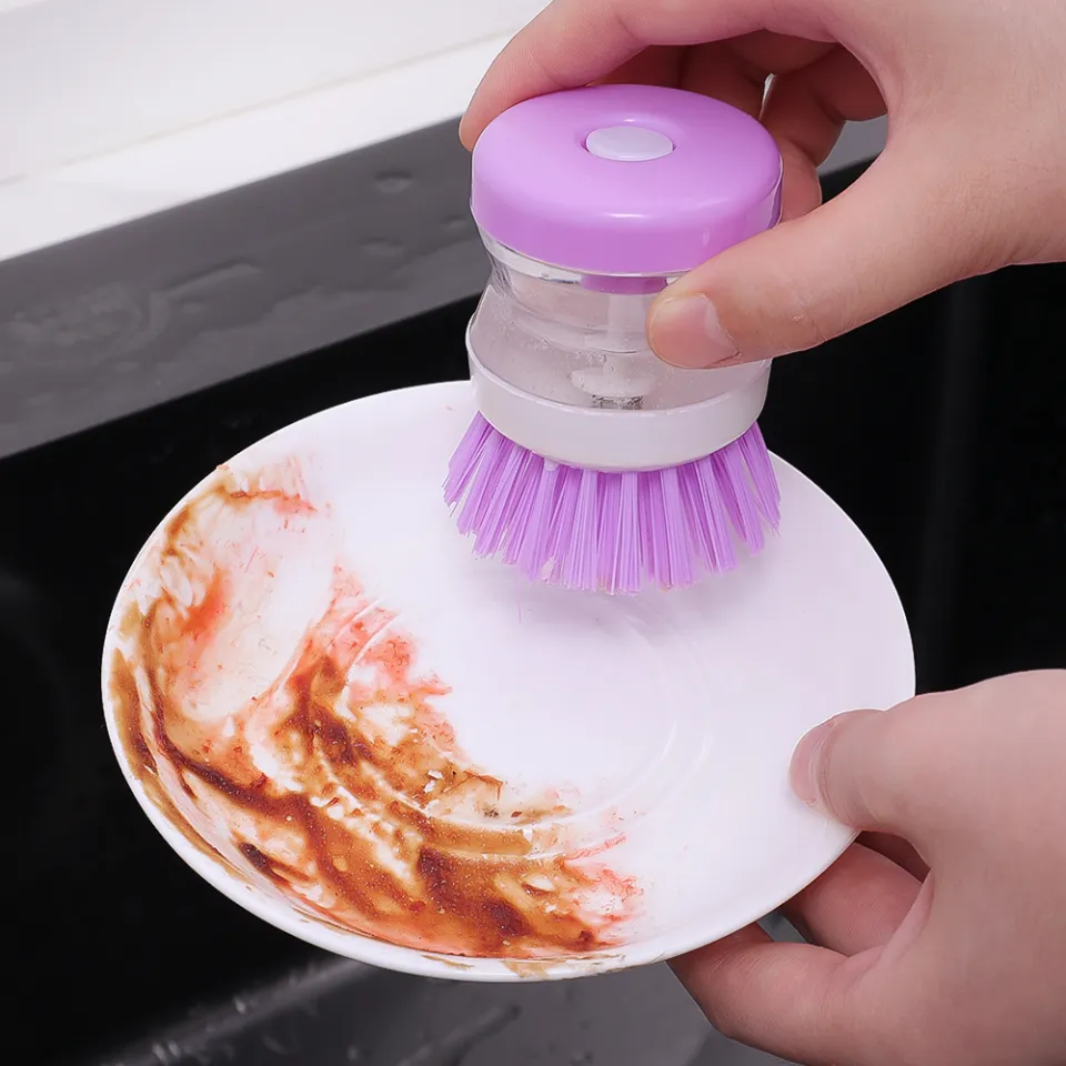 Kitchen Press Type Auto Liquid Washing Brush For Pot Dish Household  Cleaning Brush with Soap Dispenser Dishwashing Utensils Tool