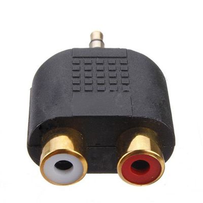 Zinc Alloy 3.5mm Stereo Male Mini Plug to 2 Female RCA Jack Adapter Audio Video lg