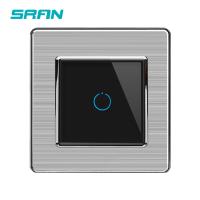 [HOT GELLXKOWOIGHIO 527] SRAN UK Wall Touch Sensor Switch สวิตช์ไฟ Led 220Vblack แก้วคริสตัลสแตนเลส Panel1/2/3Gang 1way Switch