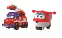 Small Blocks Super Wings Buildable Vehicle Set - Sparky ตัวต่อซุปเปอร์วิงส์ ขนาดเล็ก - ชุดตัวต่อรถดับเพลิง และเจ็ท สีแดง