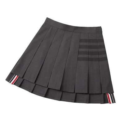 ‘；’ High Waist Pleated Skirt Casual Kawaii A-Line Plaid Black Tennis Japanese School Uniform Mini Skirts For Girls Korean Style