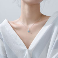 Trustdavis 100 925 Sterling Silver Round Blue Crystal Pendant Short Necklace For Women Fashion Fine Silver 925 Jewelry DS1173