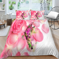 Hot Style 2 or 3pcs Rose Printing Soft Duvet Cover Sets 1 Quilt Cover + 12 Pillowcases Single Twin Full Queen King