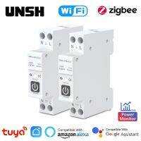 Tuya สวิทช์ตัดวงจรอัจฉริยะ ZigBee WiFi เครื่องวัดกำลังไฟฟ้า1P 1-63A ราง DIN,ควบคุมชีวิตอัจฉริยะรองรับ Alexa Google Home วงจรไฟฟ้า