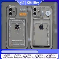 Citi Sky เคส iPhone กันกระแทกการ์ดเคสซิลิโคนนุ่มเคสใสเคสสแควร์ขอบเคสใส่การ์ดรูปถ่ายใส่การ์ดการ์ตูนสไตล์น่ารักสำหรับ iphone 13 pro max iPhone 13 mini