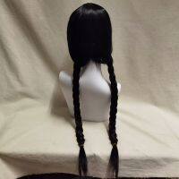 Wednesday Addams Cosplay Wig Girls Black Long Braided Wig Wednesday Cosplay Synthetic Hairs Halloween Wigs For Women